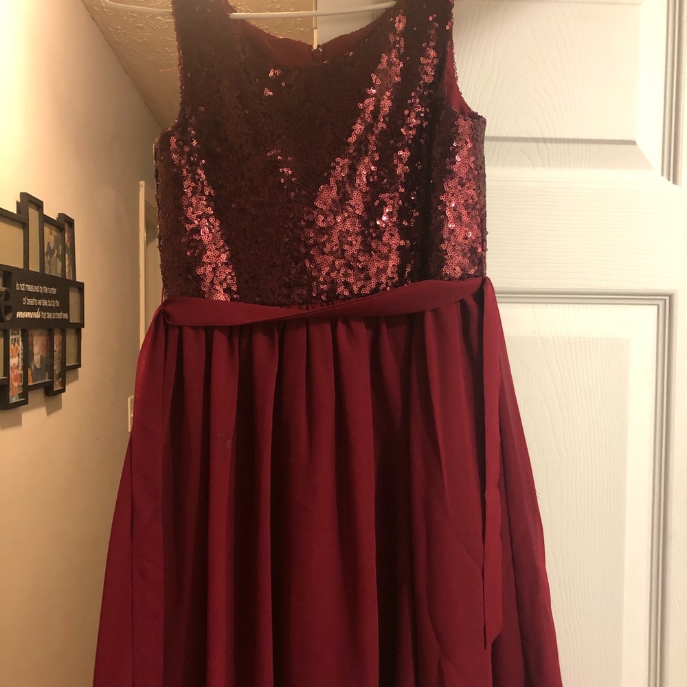 Maroon Flowergirl/mini bridesmaid dress